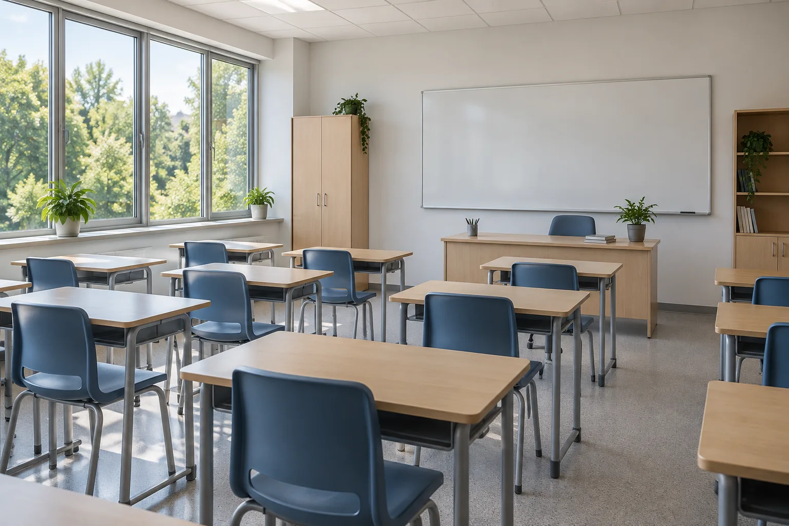 A classroom in natural light