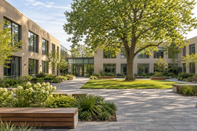 A modern school courtyard